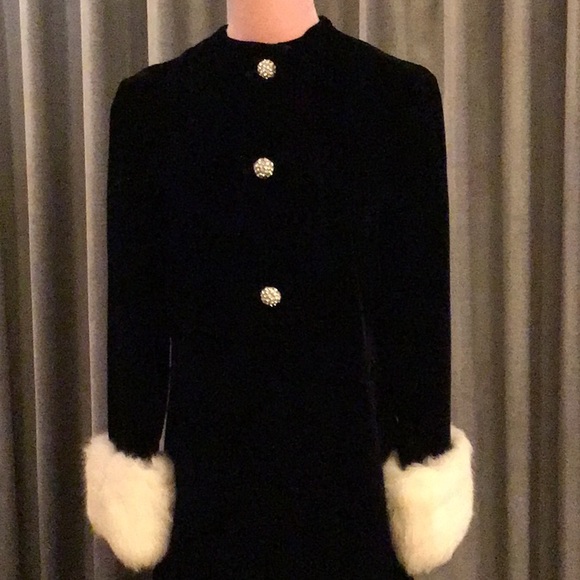 Vintage Velvet and Rabbit Fur Sleeve Evening Coat. - Picture 2 of 12